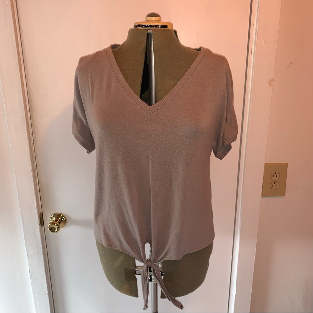 Brown Tie-Front Top
